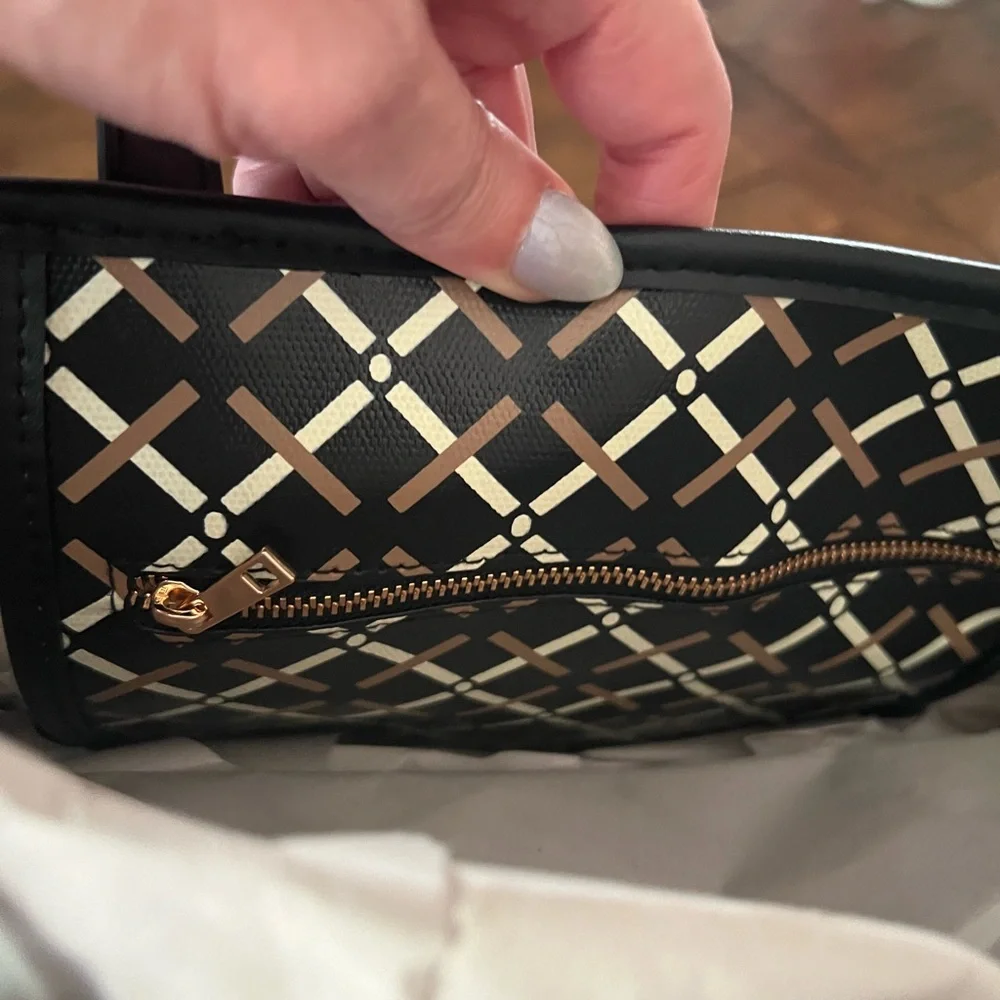 a new day Black and Cream Patterned Tote - Picture 8 of 10